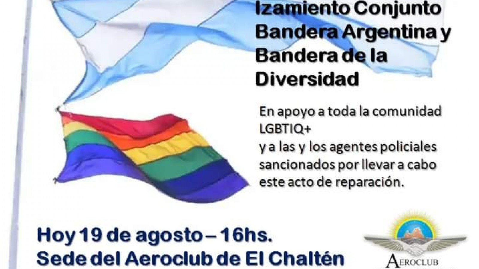 El Chaltén: realizarán acto en apoyo a los policías sancionados por izar la bandera LGTBI junto a la de Argentina